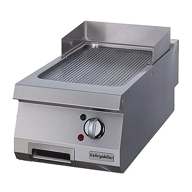 Öztiryakiler Set Üstü Oluklu Grill Plate, 40x90 cm, Krom, Elektrikli, Paslanmaz Çelik - Öztiryakiler