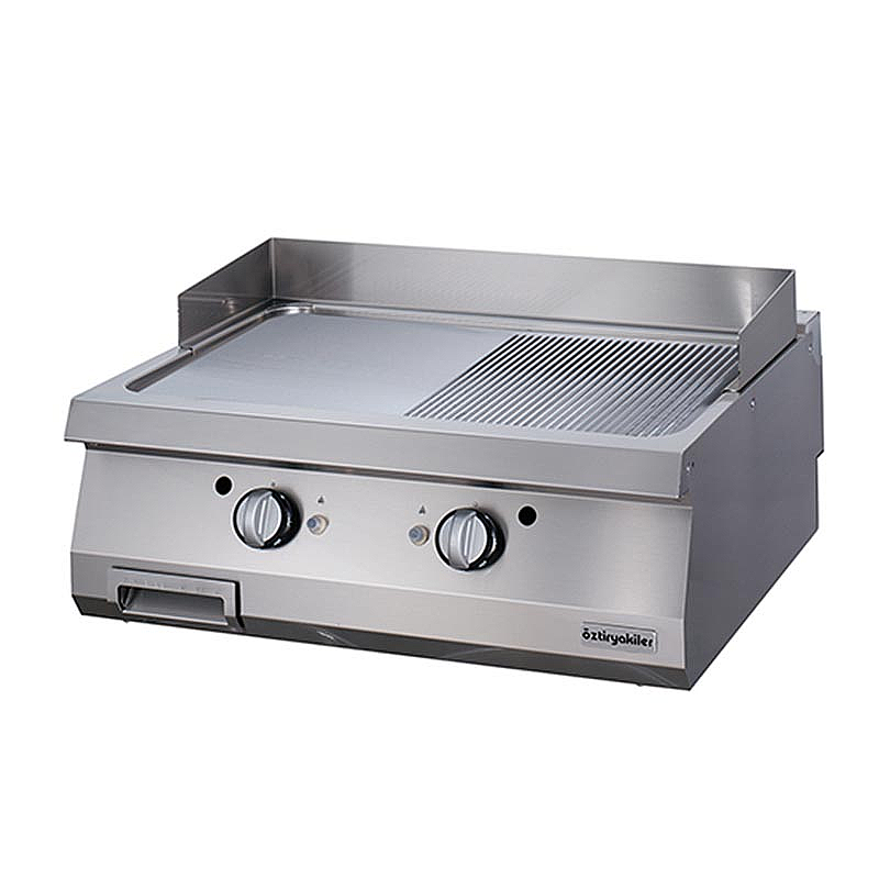 Öztiryakiler Set Üstü Yarı Oluklu Grill Plate, 80x90 cm, Gazlı, Paslanmaz Çelik - Öztiryakiler