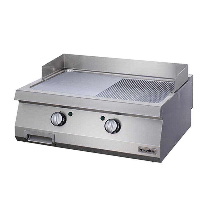 Öztiryakiler Set Üstü Yarı Oluklu Grill Plate, 80x90 cm, Paslanmaz Çelik, Elektrikli - 1