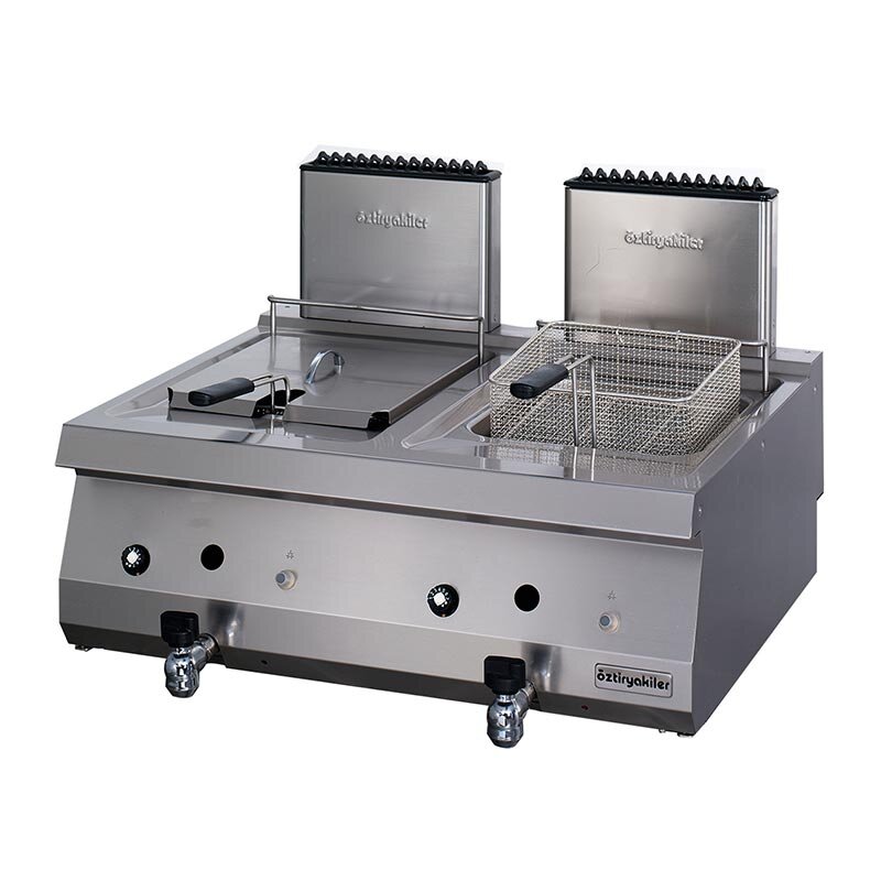 Öztiryakiler Setüstü Fritöz, 12+12 L, Gazlı, Geniş Sepetli, Paslanmaz Çelik - Öztiryakiler