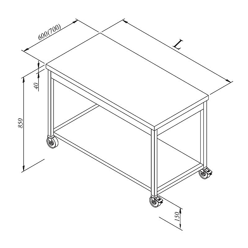 Öztiryakiler Sırtlı Çalışma Tezgahı, 140x60 cm, Paslanmaz Çelik - Öztiryakiler