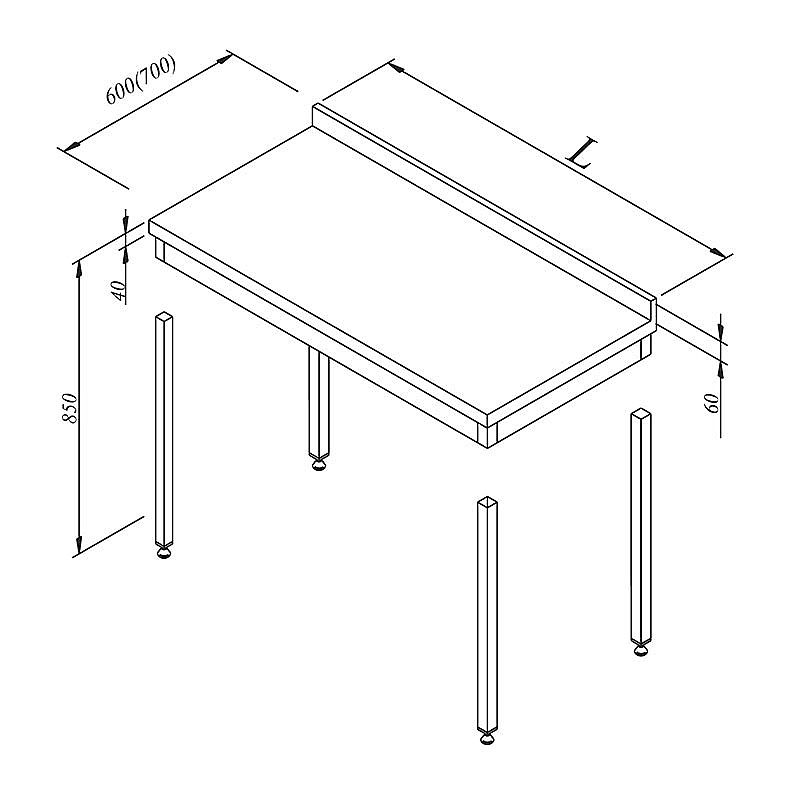 Öztiryakiler Sırtlı Demonte Çalışma Tezgahı, 60x70 cm, Paslanmaz Çelik - Öztiryakiler