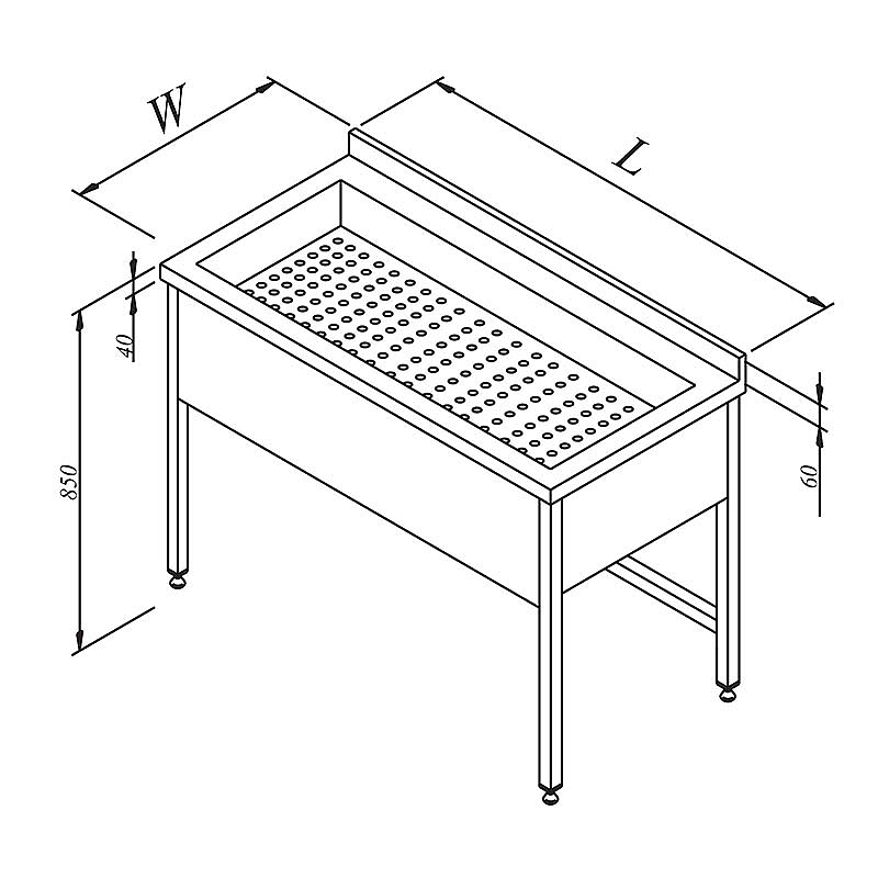 Öztiryakiler Süzme Havuzlu Çalışma Tezgahı, 120x70 cm, Ayarlanabilir Ayaklı - Öztiryakiler