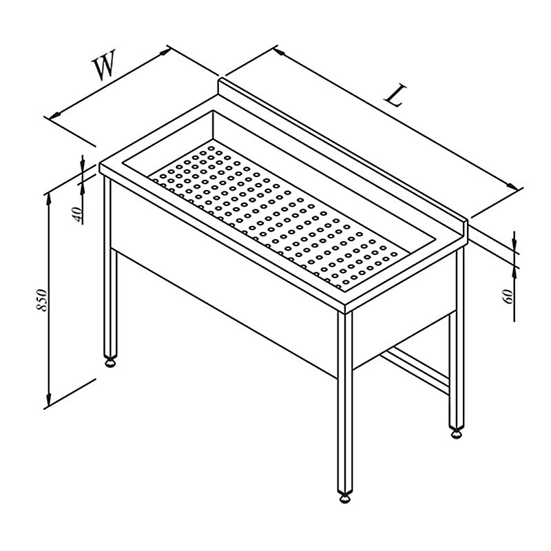 Öztiryakiler Süzme Havuzlu Çalışma Tezgahı, 160x60 cm, Paslanmaz Çelik - 1