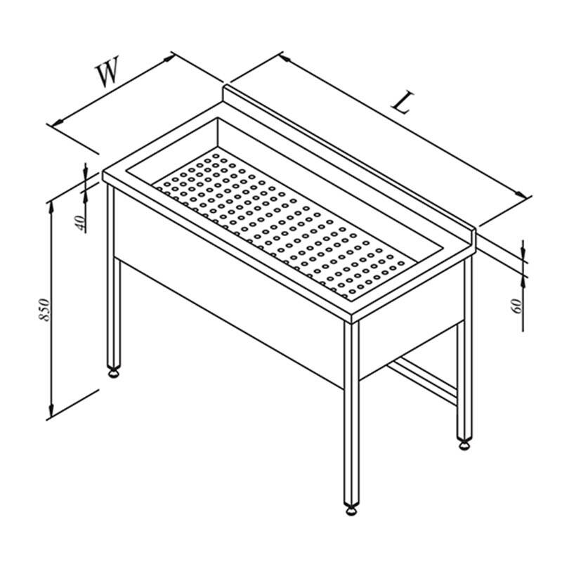 Öztiryakiler Süzme Havuzlu Çalışma Tezgahı, Ayarlanabilir Ayaklı, 190x60 cm - 1