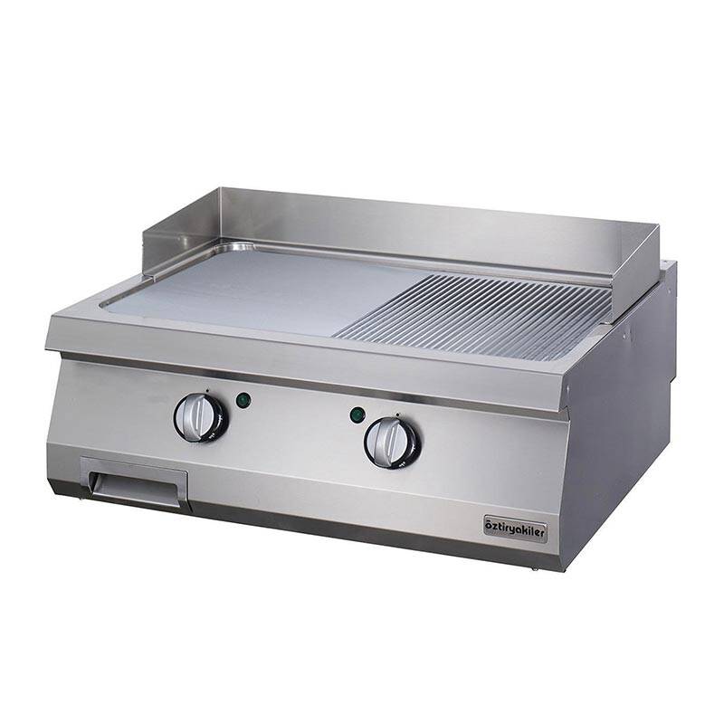 Öztiryakiler Yarı Oluklu Grill Pleyt Izgara, Paslanmaz Çelik, 80x90 cm, Elektrikli - 1