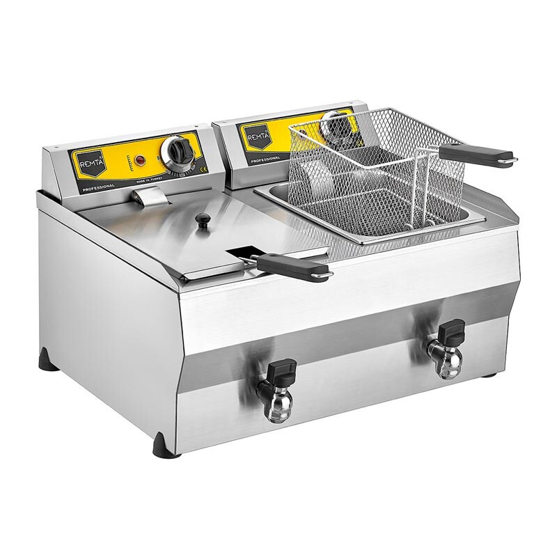 Remta R111 Yağ Tahliye Musluklu Çiftli Fritöz, 8+8 Lt. Elektrikli - Remta