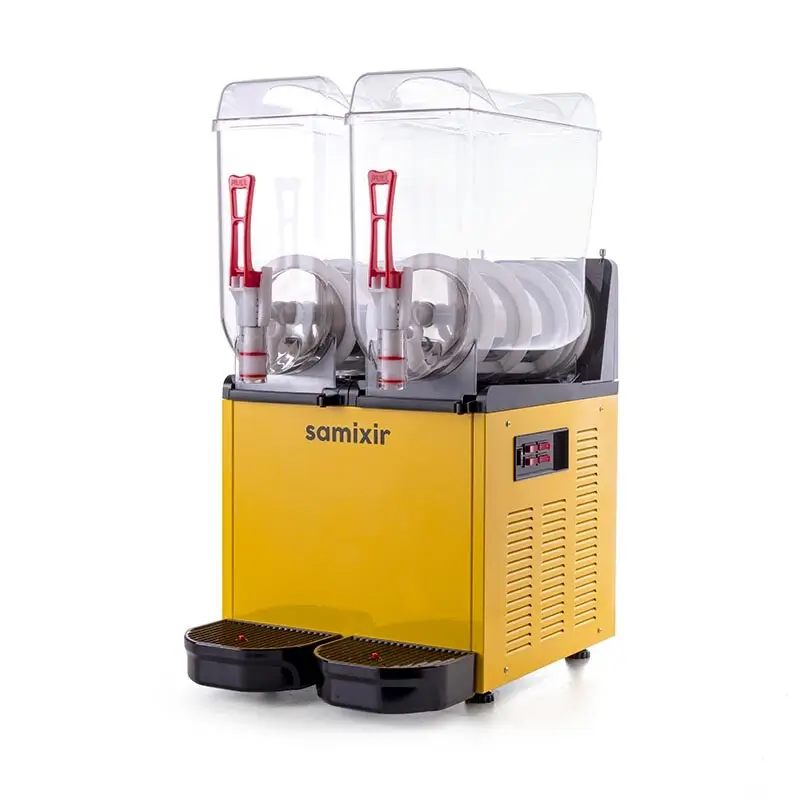 Samixir SLUSH24.Y Ice Slush Twin Meyve Suyu Dispenseri, 12+12 Lt, Sarı - Samixir (1)
