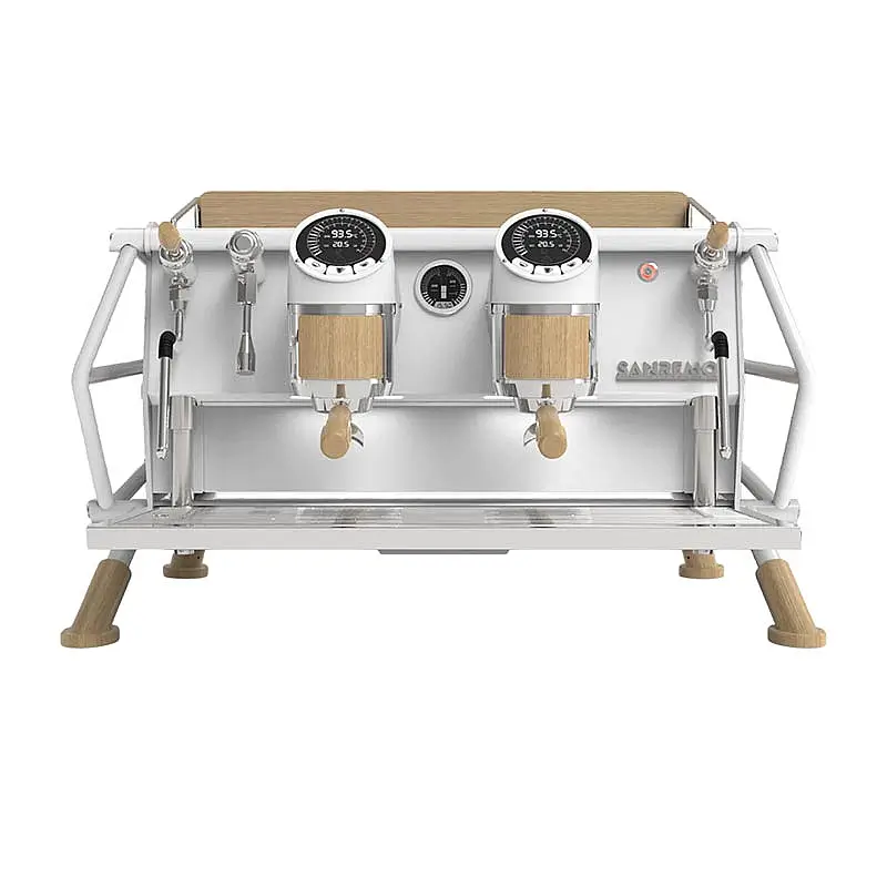 Sanremo Cafe Racer Custom Tam Otomatik Espresso Kahve Makinesi, 2 Gruplu, Beyaz-Ahşap, 6.9kW. - Sanremo (1)