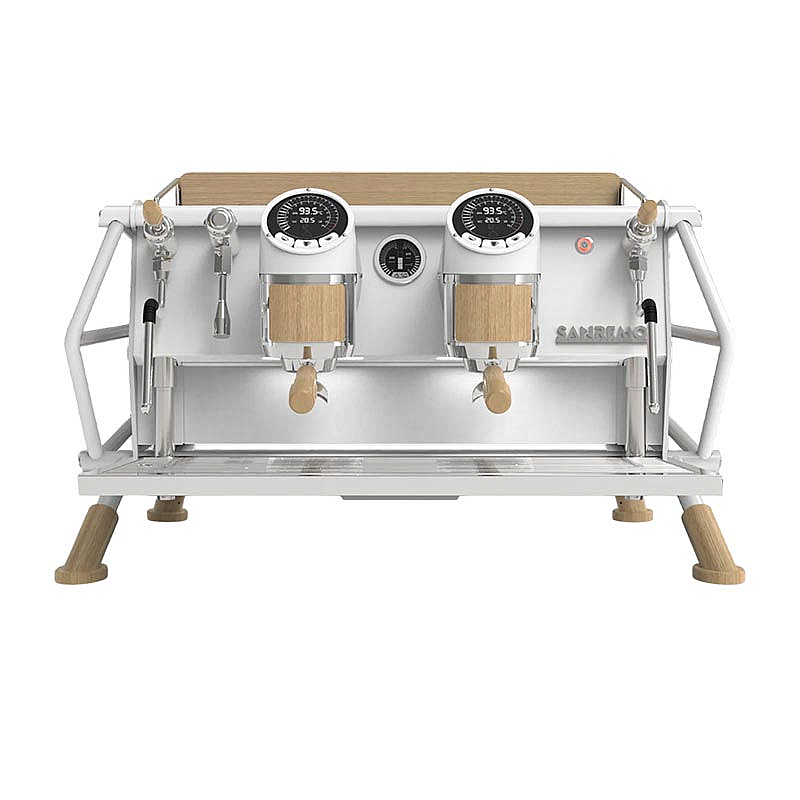 Sanremo Cafe Racer Custom Tam Otomatik Espresso Kahve Makinesi, 2 Gruplu, Beyaz-Ahşap, 6.9kW. - 2