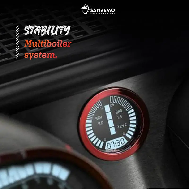 Sanremo Racer Naked Multiboiler Tam Otomatik Espresso Kahve Makinesi, 2 Gruplu, Siyah-Kırmızı, 877x680x534 mm. - 6