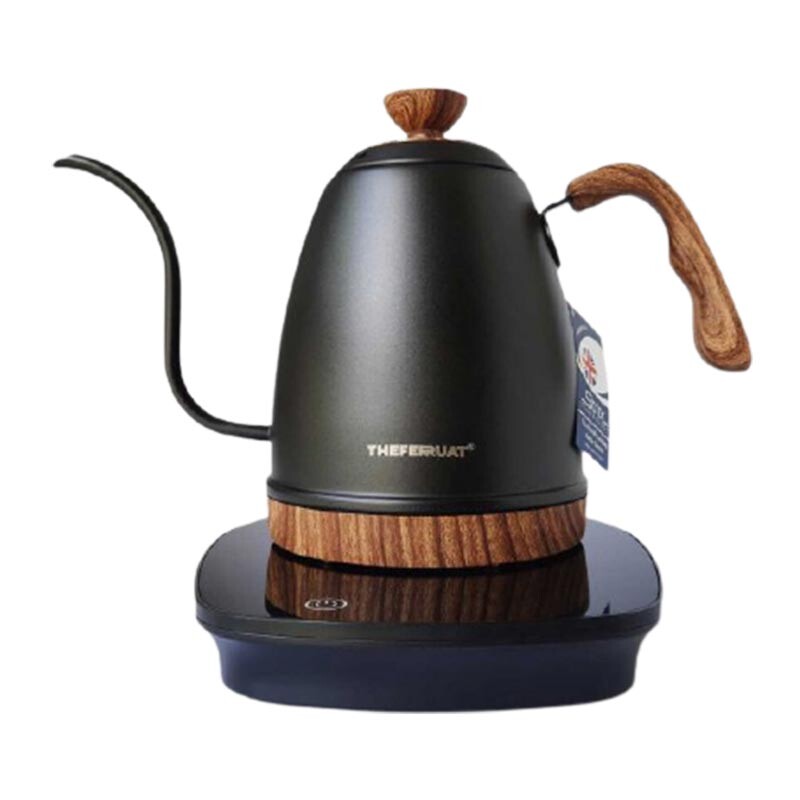 Tecnocoffee Isı Ayarlı Kettle, Ahşap Tutacak, 1 Lt, Siyah - Tecnocoffee