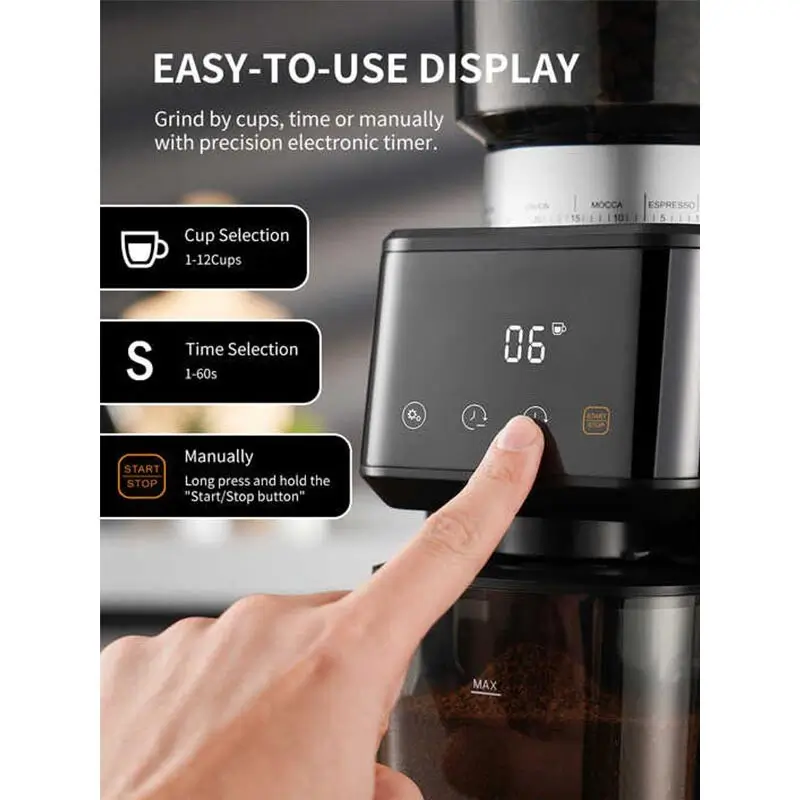 Vosco KD-CG018 Ev Tipi Barista Kahve Değirmeni, Dijital Ekran - Vosco (1)