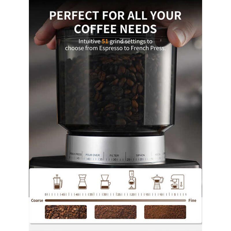 Vosco KD-CG018 Ev Tipi Barista Kahve Değirmeni, Dijital Ekran - 4