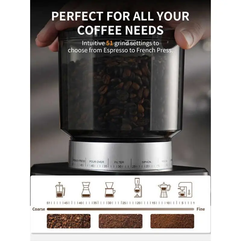 Vosco KD-CG018 Ev Tipi Barista Kahve Değirmeni, Dijital Ekran - 4