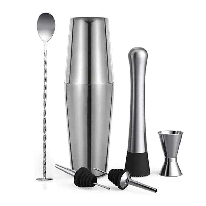 Vosco VB-KB6 6 Parça Boston Shaker Kokteyl Seti, Paslanmaz Çelik, 750 ml - 1