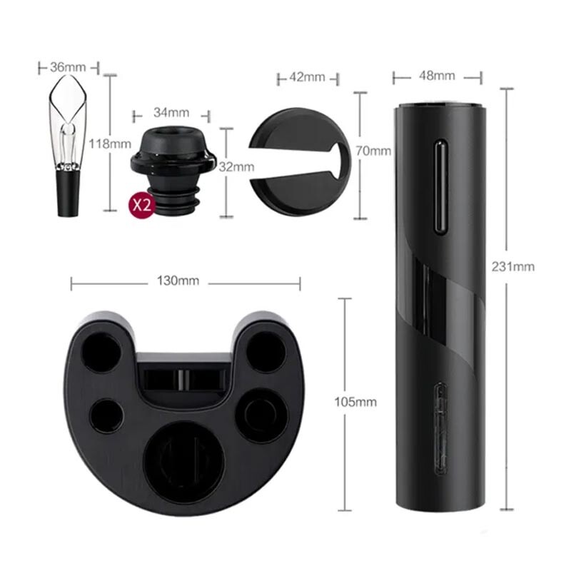 Vosco VNS-01 Wine Opener Otomatik Tirbuşon Şarap Açacağı, Elektrikli, Siyah - 2