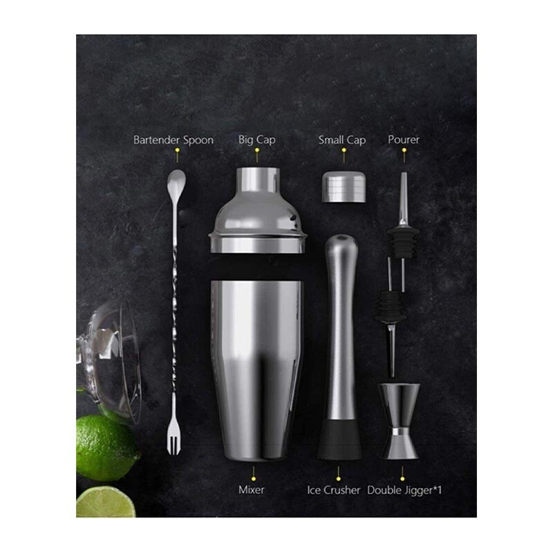 Vosco VSC-K6 6 Parça Bar Kokteyl Seti, Paslanmaz Çelik, 750 ml - 2