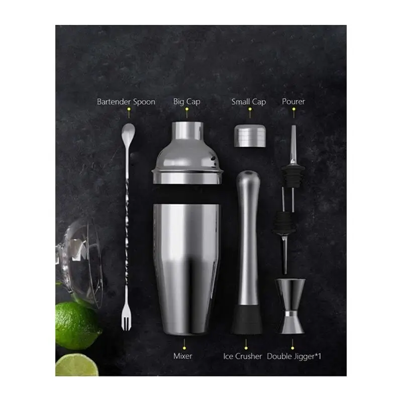 Vosco VSC-K6 6 Parça Bar Kokteyl Seti, Paslanmaz Çelik, 750 ml - Vosco (1)