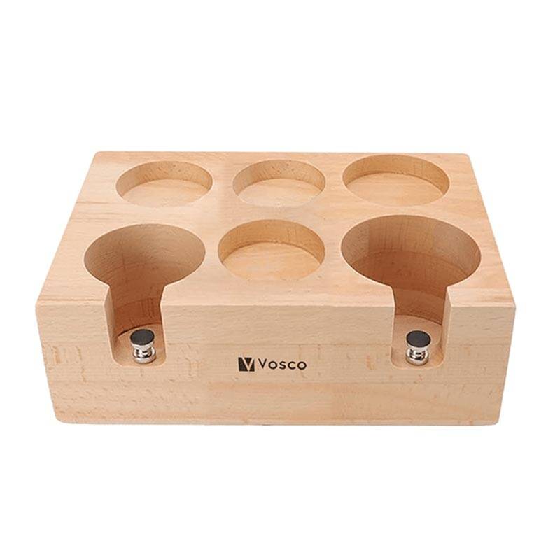 Vosco VSC-MT6 6 Gözlü Ahşap Tamper Standı, Kayın Ağacı - 1