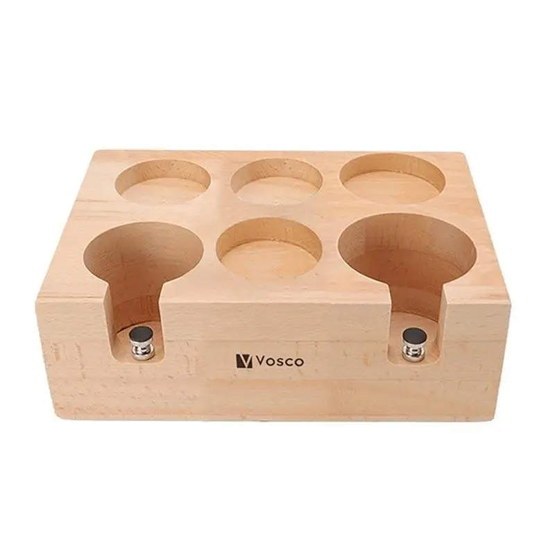 Vosco VSC-MT6 6 Gözlü Ahşap Tamper Standı, Kayın Ağacı - 1