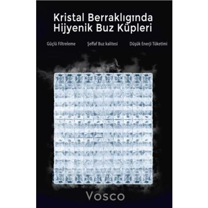 Vosco VSCB-100T Aura Seri Hazneli Gurme Buz Makinesi, 100 kg/gün Kapasiteli, Enerji Tasarruflu - Vosco (1)