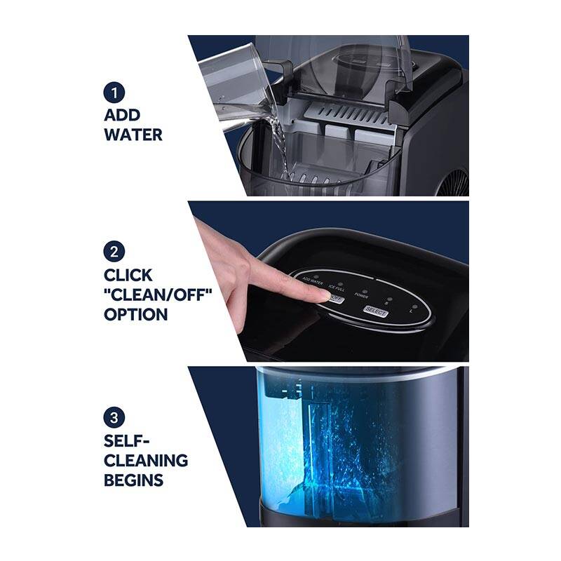 Vosco VSCB-12B Hazneli, Ev Tipi Buz Makinesi, 12 kg/gün Kapasiteli, Ultra Sessiz, Siyah - 3