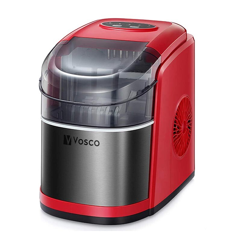 Vosco VSCB-12B Hazneli Ev Tipi Parmak Buz Makinesi, 12 kg/gün Kapasiteli, Ultra Sessiz, Kırmızı - 1