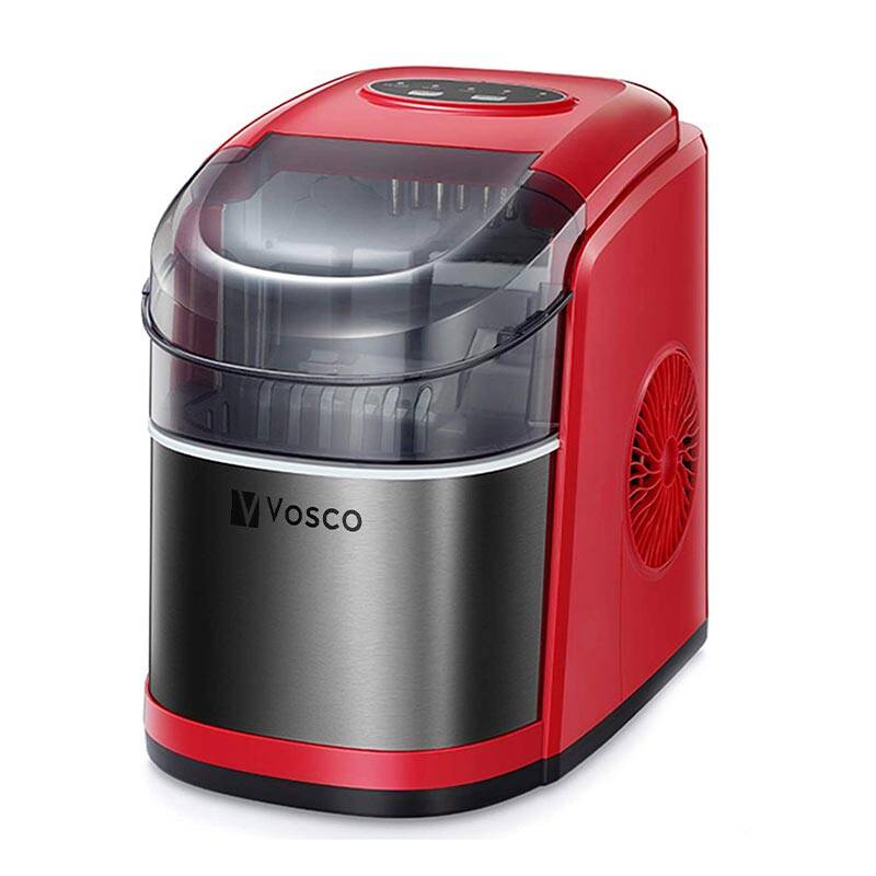 Vosco VSCB-12B Hazneli Ev Tipi Parmak Buz Makinesi, 12 kg/gün Kapasiteli, Ultra Sessiz, Kırmızı - 1