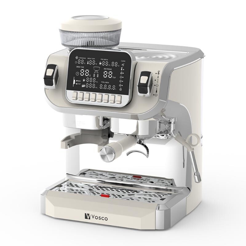 Vosco VST-520ECB Öğütücülü Barista Espresso Kahve Makinesi, 1 Gruplu, 2 Lt. Su Tankı, Beyaz - 1