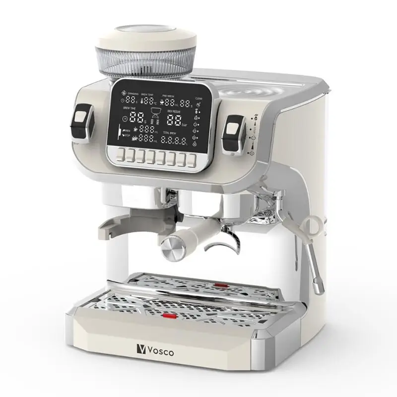 Vosco VST-520ECB Öğütücülü Barista Espresso Kahve Makinesi, 1 Gruplu, 2 Lt. Su Tankı, Beyaz - 1