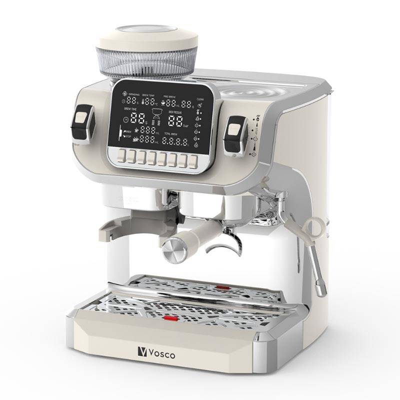 Vosco VST-520ECB Öğütücülü Barista Espresso Kahve Makinesi, 1 Gruplu, 2 Lt. Su Tankı, Beyaz - 1