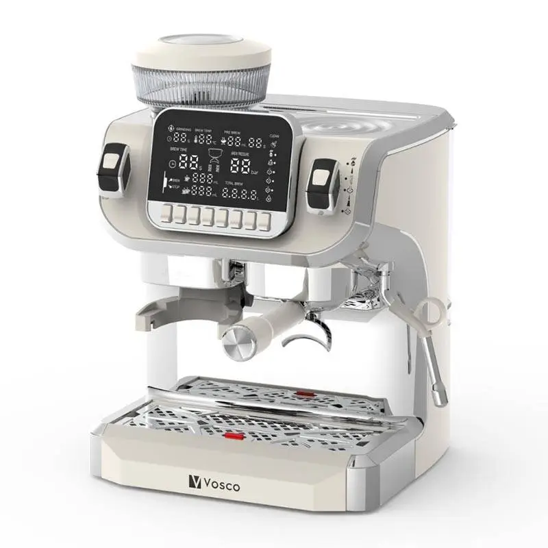 Vosco VST-520ECB Öğütücülü Barista Espresso Kahve Makinesi, 1 Gruplu, 2 Lt. Su Tankı, Beyaz - 1