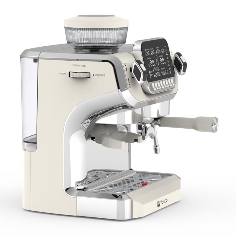 Vosco VST-520ECB Öğütücülü Barista Espresso Kahve Makinesi, 1 Gruplu, 2 Lt. Su Tankı, Beyaz - 2