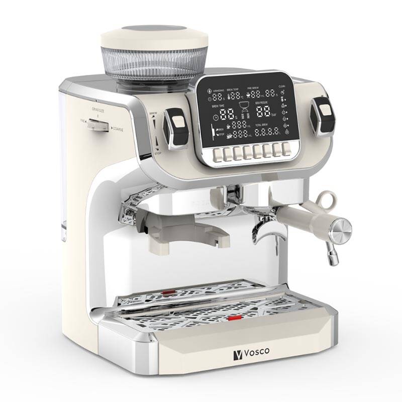 Vosco VST-520ECB Öğütücülü Barista Espresso Kahve Makinesi, 1 Gruplu, 2 Lt. Su Tankı, Beyaz - 3