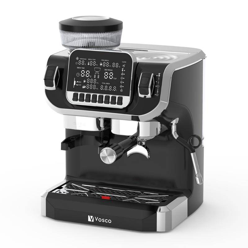 Vosco VST-520ECS Öğütücülü Barista Espresso Kahve Makinesi, 1 Gruplu, 2 Lt. Su Tankı, Siyah - 1