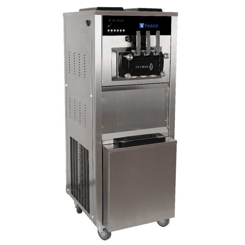 Vosco VXY-P965S Pro Silver Soft 3 Kollu Dondurma Makinesi, Çift Hazneli, 20-28 Lt, 2050 W - Vosco (1)
