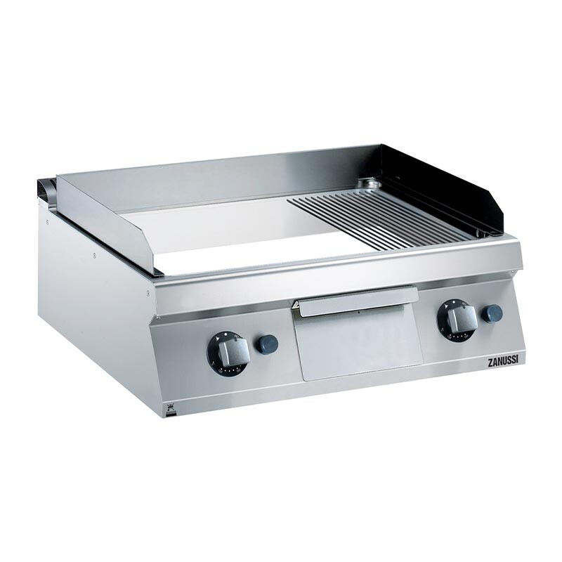 Zanussi 372041 Krom Plaka Düz ve Nevürlü Yüzey Pleyt Izgara, Paslanmaz Çelik Gövde, 800x700x250 mm, Gazlı - Zanussi
