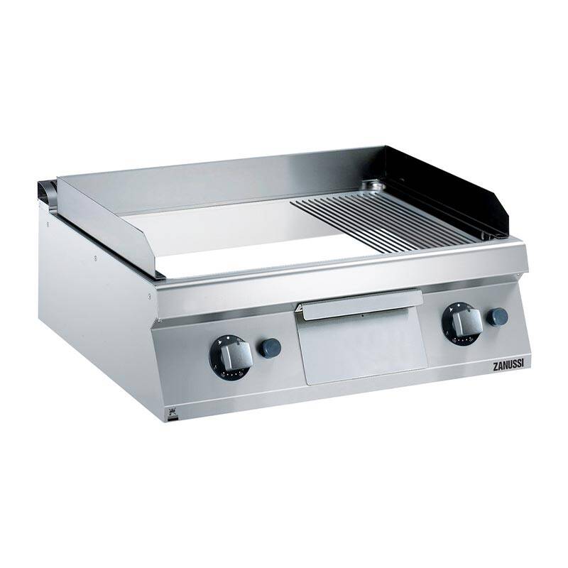 Zanussi 372041 Krom Plaka Düz ve Nevürlü Yüzey Pleyt Izgara, Paslanmaz Çelik Gövde, 800x700x250 mm, Gazlı - 1
