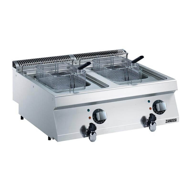 Zanussi 372076 V Tip Hazneli Set Üstü Fritöz, 2x7 Lt, 800x700x250 mm, Elektrikli - Zanussi