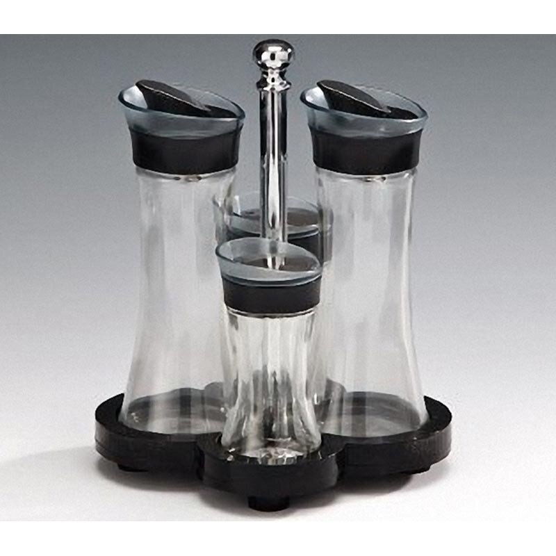 Zicco 8414 Standlı Yağlık Sirkelik Tuzluk Biberlik Takımı, 4'lü Set, Siyah, 150 cl - Zicco