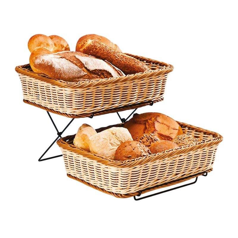 Zicco B-RE3009 Standlı Hasır Ekmek Sepeti, 2 Katlı, Açık Kahverengi, 27x36x9 cm - 1