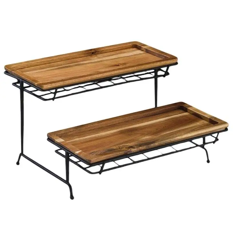 Zicco CH-0029 Ahşap Teşhir Standı, Metal Ayaklı, 30x30x18 cm - 1