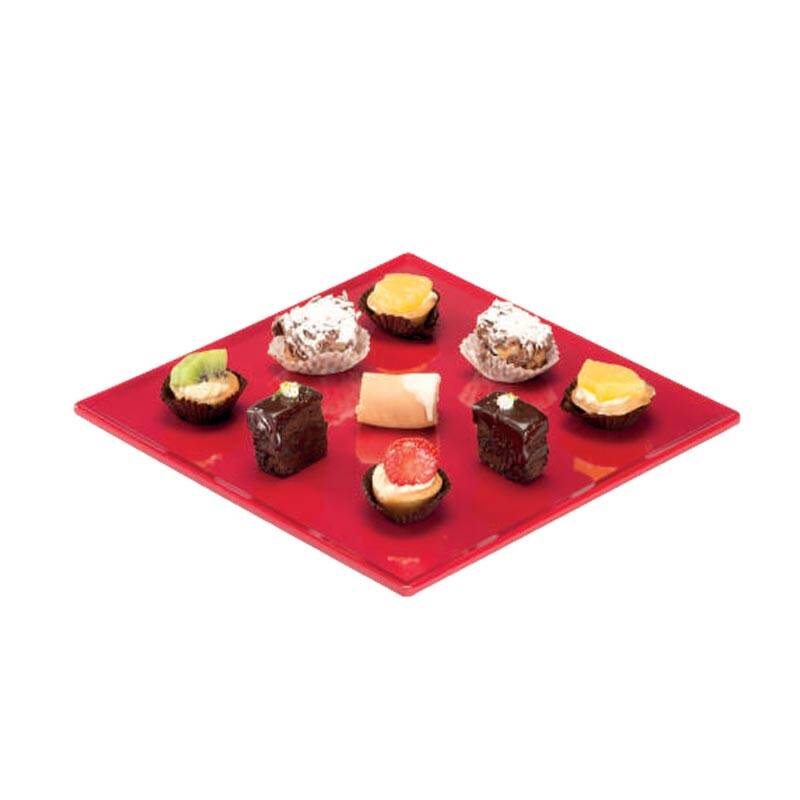 Zicco K-2060 Teşhir Tabağı, Minimal Tasarım, Melamin, Kırmızı, 29x29 cm - 1