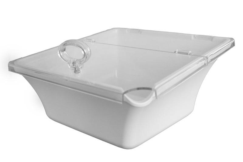 Zicco K-2300 Teşhir Kasesi, Kapaklı, Melamin, Beyaz, 22x22x8–11 cm - Zicco