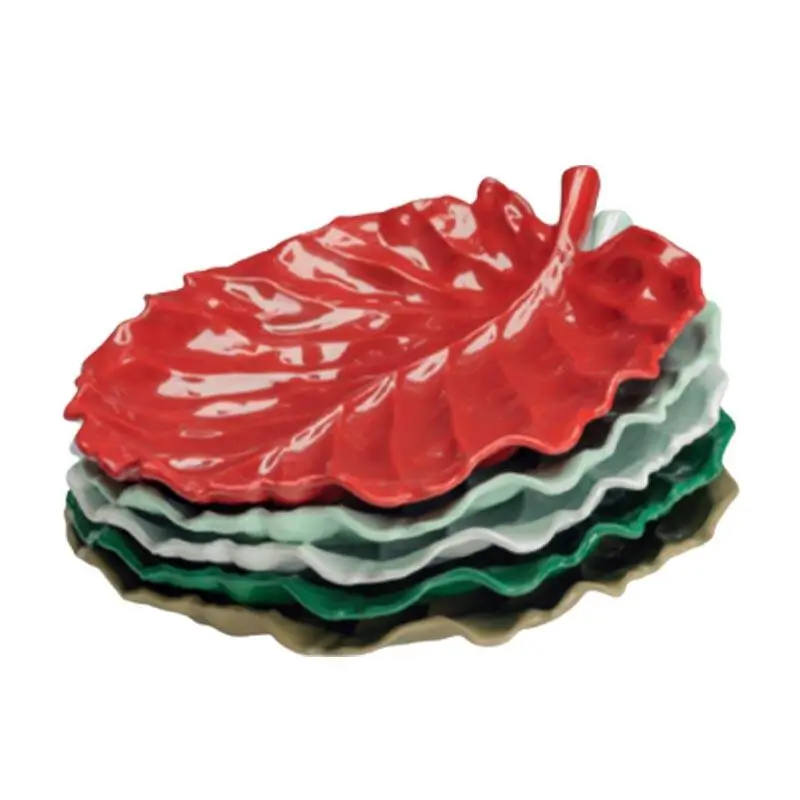 Zicco K-2700 Teşhir Sunum Tabağı, Yaprak Form, Melamin, Kırmızı, 31x24 cm - 1