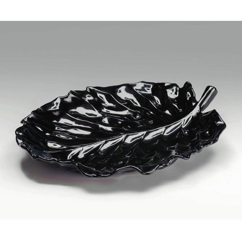 Zicco K-2700 Teşhir Sunum Tabağı, Yaprak Form, Melamin, Siyah, 31x24 cm - 1