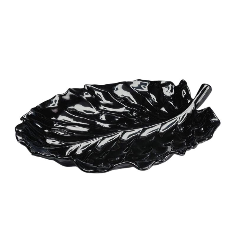 Zicco K-2800 Teşhir Tabağı, Yaprak Model, Melamin, Siyah, 43x34 cm - Zicco