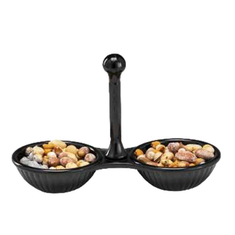 Zicco K-963 Dekoratif Çerezlik, 2 Bölmeli, Melamin, Siyah - 1