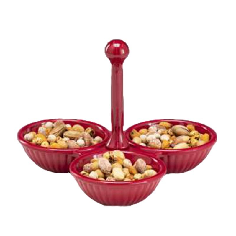 Zicco K-969 Çerezlik, 3 Bölmeli, Melamin, Kırmızı - Zicco